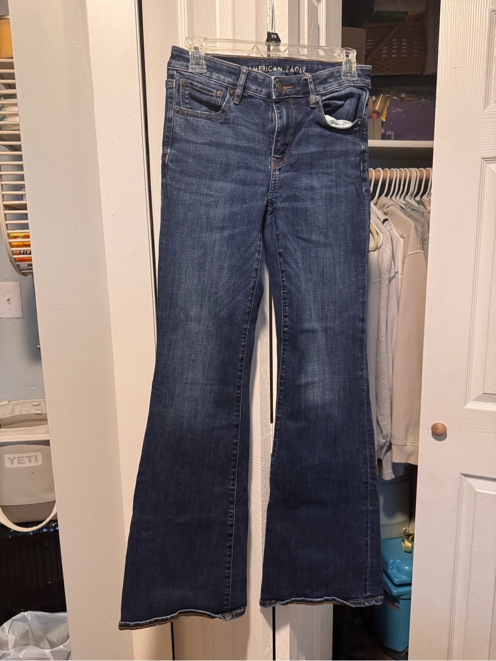 American Eagle Outfitters Women's Dark Blue Flare Jeans